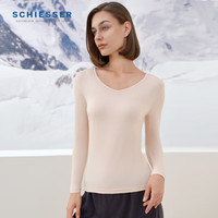 舒雅(Schiesser)男女款3A抗菌除螨肌底衣系列V领长袖保暖上装秋衣23889Q 女款【V领】E0/23894Q肤色 M