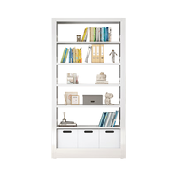 星都家用图书馆书架钢制多层落地架书柜收纳架1.0m六层2.0m高主架 白色1米宽六层2米高主架