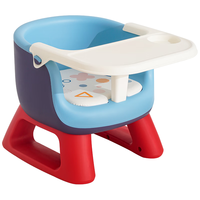 Rikang 日康 儿童凳子 宝宝吃饭餐椅婴儿叫叫椅靠背座椅家用小板凳餐桌椅 软座-天空蓝