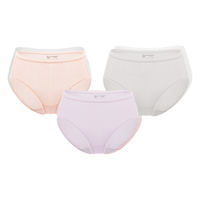 全棉时代女士内裤女肌理中腰三角裤3条装 贝壳杏粉+微光玉紫+光华灰 165