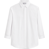 限尺码：太平鸟 男装夏款时尚刺绣休闲七分袖白色男式衬衫