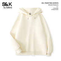班尼路（Baleno）S&K系列卫衣重磅奥粒绒保暖上衣服秋冬华夫格牛奶丝连帽卫衣 杏#纯色 【常规华夫格帽卫】 XL
