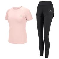 CAMEL骆驼瑜伽服女套装夏季服运动服跑步服户外晨跑短袖两件套