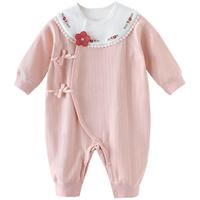 婴儿连体衣春秋长袖新生儿爬爬服初生儿纯棉和尚服甜美女宝宝衣服