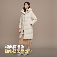 波司登 25羽绒服女及膝长款90绒宽松舒适通勤连帽保暖外套B250245116