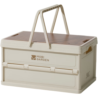 国家补贴：牧高笛 收纳箱 户外露营车载折叠可手提储物箱睿纳30L NX23685005 月影白