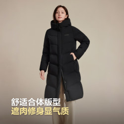 波司登 B250245116 90绒连帽及膝羽绒服 黑色 M