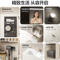 箭牌 山茶花系列现代风美妆收纳智能镜柜洗脸盆洗漱台收纳柜浴室柜组合 挥手感应智能柜