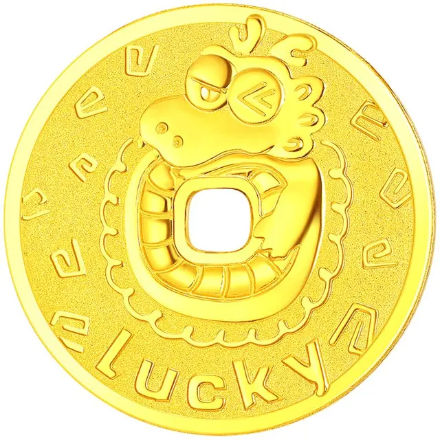 新金珠宝 黄金吊坠999足金生肖龙幸运金牌男女款女士10克