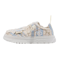 OETZI冰人奥兹 休闲鞋女春夏款小香风板鞋女百搭超轻厚底丑萌大头丑鞋 米色/蓝色T24120238 39