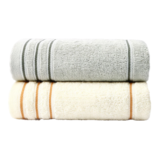 洁丽雅 毛巾男士纯棉成人条纹速干吸水不掉毛全棉家用洗澡巾擦脸面巾 深灰+灰色80g 2条