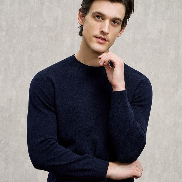 PLUS会员：鄂尔多斯 EMZ 100%羊毛男士套头羊毛衫轻盈保暖7A抑菌