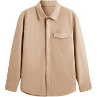 GXG 男装 春秋卡其色PU皮夹克休闲通勤百搭压线衬衫外套男