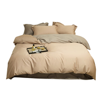 AIDLI 床上四件套纯棉100支新疆长绒棉纯色全棉双人套件 雾金-灰1 200*230cm四件套(1.5/1.8m床)