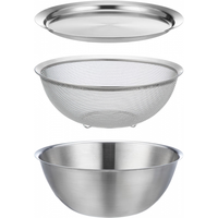 霜山 套娃盆304不锈钢厨房备菜盆沥水篮洗菜盆打蛋和面滤油网五件套 *京东独有