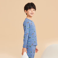 移动端、京东百亿补贴：红豆男装 红豆儿童纯棉秋衣秋裤套装男女中大童薄款秋冬保暖内衣A类全棉棉毛衫 H3M1001灰蓝星球 140