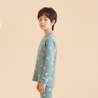 红豆儿童纯棉秋衣秋裤套装男女中大童薄款秋冬保暖内衣A类全棉棉毛衫 H4M1019灰绿 170