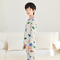 红豆儿童纯棉秋衣秋裤套装男女中大童薄款秋冬保暖内衣A类全棉棉毛衫 H4M1049麻灰 120