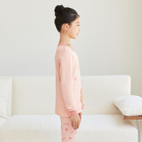 红豆儿童纯棉秋衣秋裤套装男女中大童薄款秋冬保暖内衣A类全棉棉毛衫 H4M1056玫粉 110