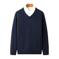 羊绒羊毛衫男士30%山羊绒保暖亲肤秋冬V领毛衣男