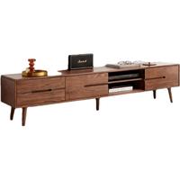 YESWOOD 源氏木语 全实木移门电视柜简约橡木矮柜北欧地柜小户型客厅储物柜 胡桃色电视柜2200*320*400 组装