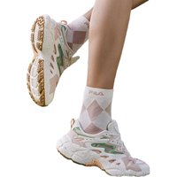 FILA 斐乐女鞋老爹鞋运动鞋2024夏蕨草鞋休闲鞋 初雪白/桃粉色-PC 36