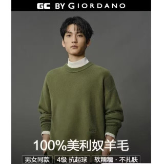 GIORDANO 佐丹奴 清仓！100%美利奴纯羊毛针织衫 男女同款 高品质