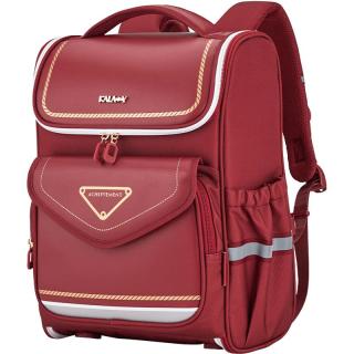 卡拉羊 魔法乐章系列5维 防下坠 减负大嘴 小学生双肩书包 酒红 18L