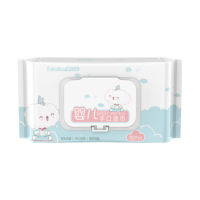 PLUS会员：棉柔世家 Fulcotton 清洁湿巾 80抽*10包 EDI纯水 纸张尺寸140mm*180mm 45g/㎡