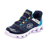 Skechers斯凯奇儿童闪穿鞋无需弯腰一脚蹬男大童运动鞋闪灯鞋跑鞋403843L 海军蓝色/蓝色/NVBL 30