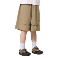 小猪班纳男童短裤夏季2025儿童工装运动裤子中大童冰丝速干五分裤夏款 卡其/纯色 150
