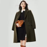 赛兔 优雅洒脱干练通勤简约双排扣羊毛呢大衣