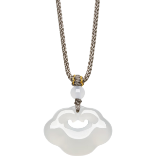 周六福 祥云如意锁项链 小冰云