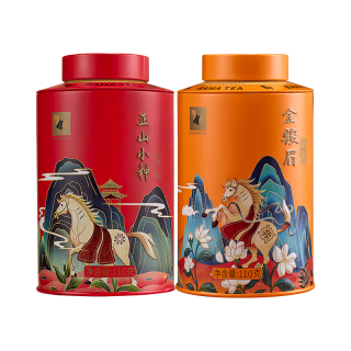八马茶业 茶叶 欢腾红茶组合（金骏眉和正山小种各110g） 双罐装220g