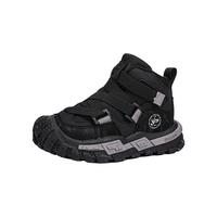 贵人鸟男童加绒短靴童鞋二棉鞋保暖冬款大棉加厚儿童运动鞋 黑色（二棉） 28码/内长17.7cm