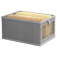 友纳（Youna）衣服裤子收纳箱可折叠家用衣柜分层整理盒布艺衣物收纳盒储物筐 米白色-特大号- 【买一发七】上等加厚棉麻质感