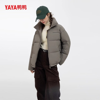 鸭鸭（YAYA）孙颖莎同款羽绒服男女短款2025冬季加厚小个子面包服保暖外套 石墨灰色 XL