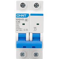 CHNT 正泰 NXB-63-2P-C40 家用空气开关 过载空气开关 DZ47升级款小型断路器 2P 40A