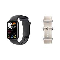 Xiaomi 小米手环8 Pro 智能手环 夜跃黑 真皮腕带乳酪白（心率、血氧、压力、NFC、GNSS）