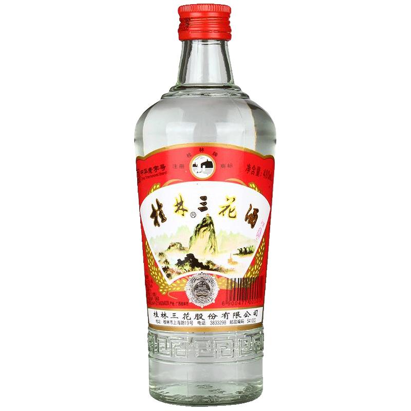  GUILIN SANHUA/桂林三花 粮食酒 米香型白酒 玻璃瓶  38%Vol. 包装 480ml