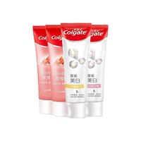 高露洁(Colgate)美白牙膏喜马拉雅玫瑰粉盐去除牙渍矿物清新口气预防蛀牙呵护牙龈 酵素美白桂花白桃套装470g