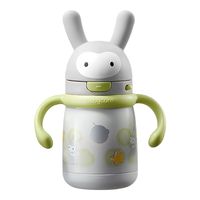 babycare萌萌兔儿保温杯儿童上学儿童水杯小便携保温杯幼儿园水壶 星屑灰 300ml 把手款