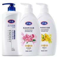 好迪 洗发水沐浴露家庭套装 去屑柔顺持久留香水润丝滑男女通用 洗发水 750ml 1瓶 +沐浴露600g 2瓶