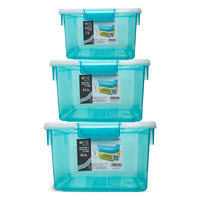 茶花 CHAHUA 收纳箱大号有盖透明塑料衣物玩具收纳储物箱整理箱 【蓝色】 1个装【26.6L】51*34*23.5cm