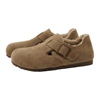 西遇 全包勃肯鞋加绒 软底保暖一脚蹬棉鞋 浅棕色