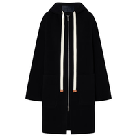 MO&Co.毛呢大衣2025冬绵羊毛骆驼绒连帽廓形撞色抽绳拉链MBE4OVCT07 黑色 L /170