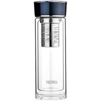 THERMOS膳魔师双层耐热玻璃400ml便携男女士双层带滤网泡茶水杯TCGB-400 CY深青色 iwaki礼盒促销装D