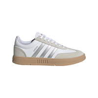 adidas「T头鞋」阿迪达斯轻运动GRADAS男女复古网球风低帮板鞋 白色/卡其色/银色 38(235mm)