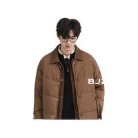 伯爵卓尔 Earl Joel拼接假两件设计羽绒服男士短款鸭绒外套2024冬季 K452619 太妃糖 M 170