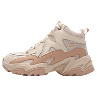 斯凯奇（Skechers）女鞋 运动鞋户外加绒保暖休闲鞋厚底舒适耐磨熊猫鞋 加绒高帮/浅粉色/168021-LTPK 37
